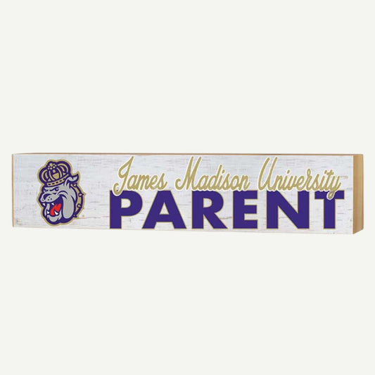 3x13 Block Parents JMU, James Madison Dukes family gift, decorative block, made in USA
