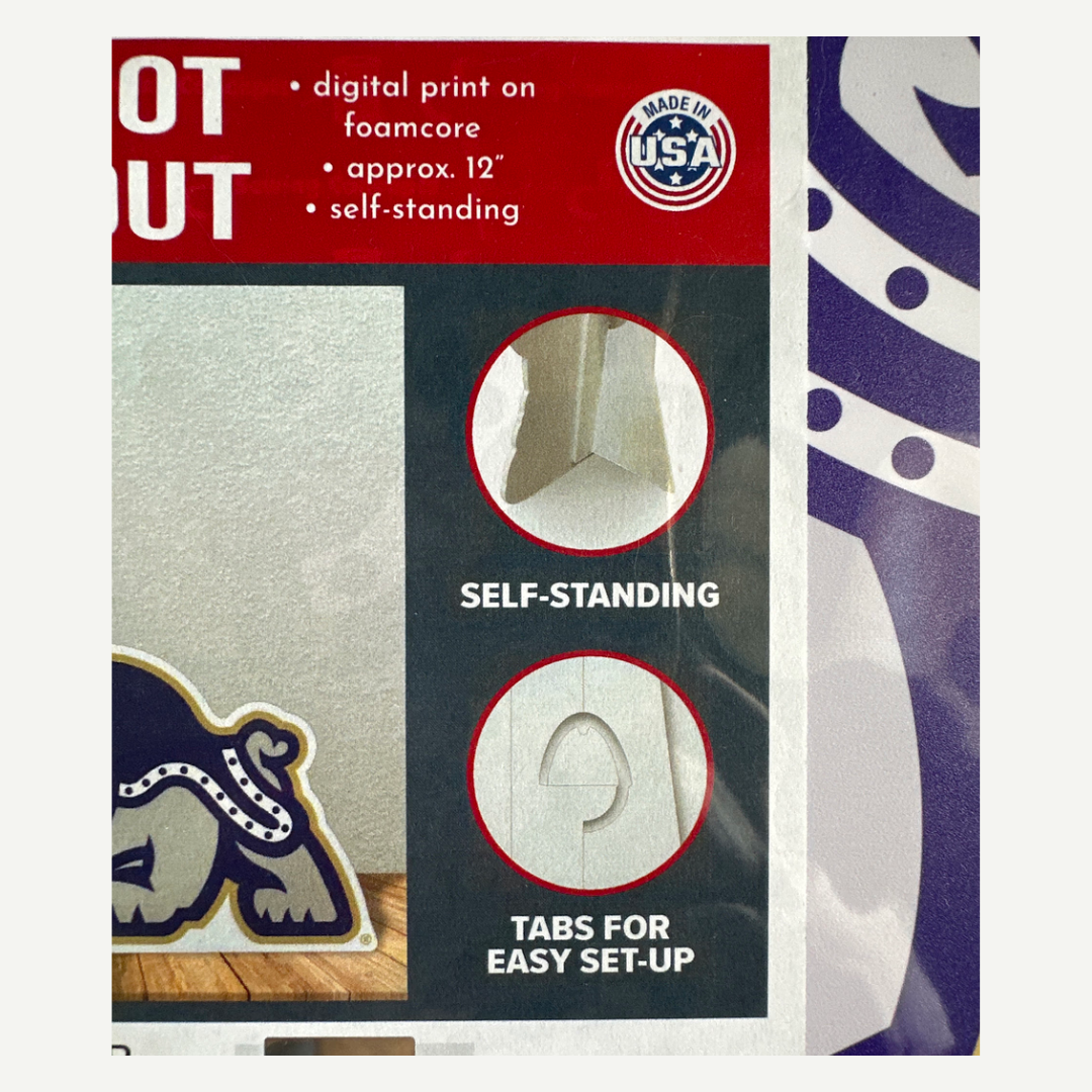 JMU 12 inch Printed Full Body Mascot cut out logo stand up-DUKE DOG-DETAILS