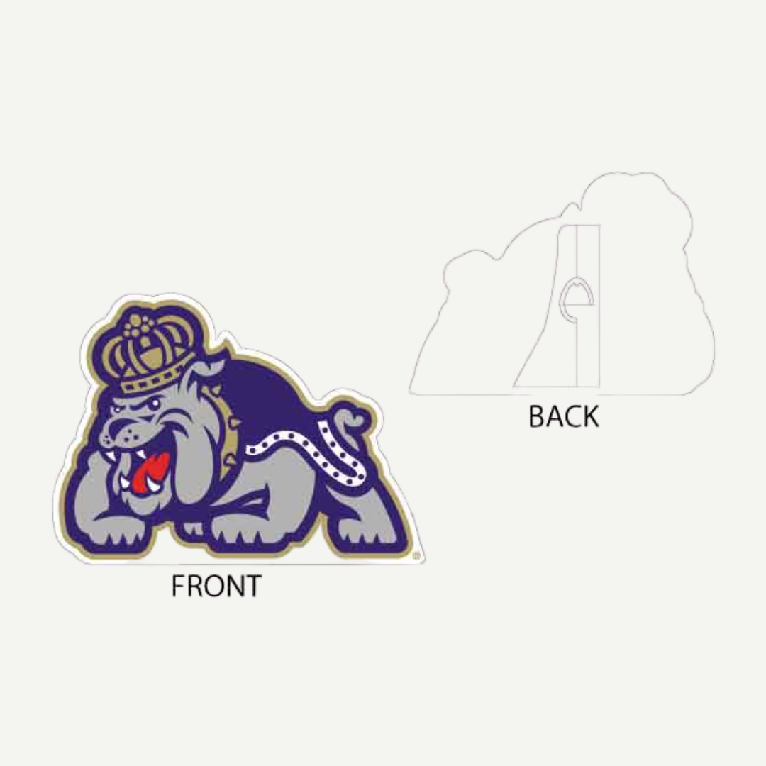 JMU 12 inch Printed Full Body Mascot cut out logo stand up-DUKE DOG-FRONT AND BACK