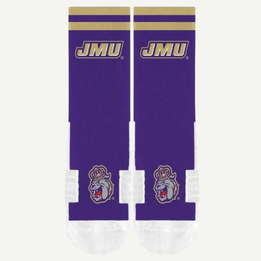 Double Stripe Purple and White Crew Socks - IN STOCK - S