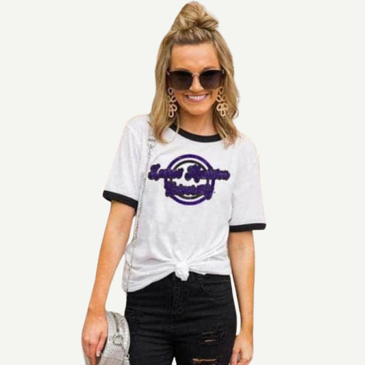 Gameday Couture Tee, 'RING YOU LATER' Tee, Purple Nation Apparel, Vintage Ringer Tee