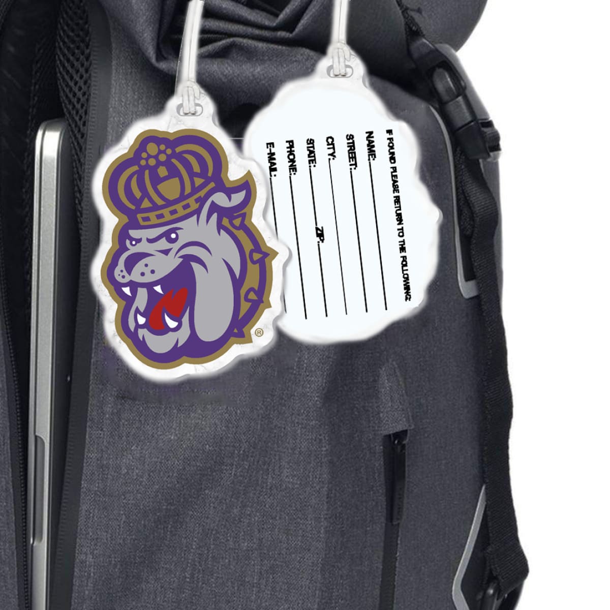 JMU Bag Tags - All Designs IN STOCK - Duke Dog Head