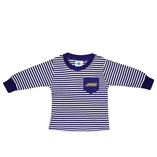 JMU Children’s Embroidered Striped Pocket Long Sleeve Tee