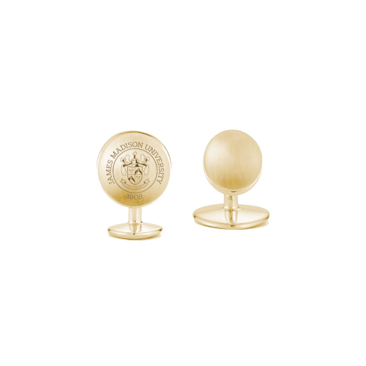 Close-up of JMU Cufflinks by Kyle Cavan, organic design, formal accessory, JMU pride