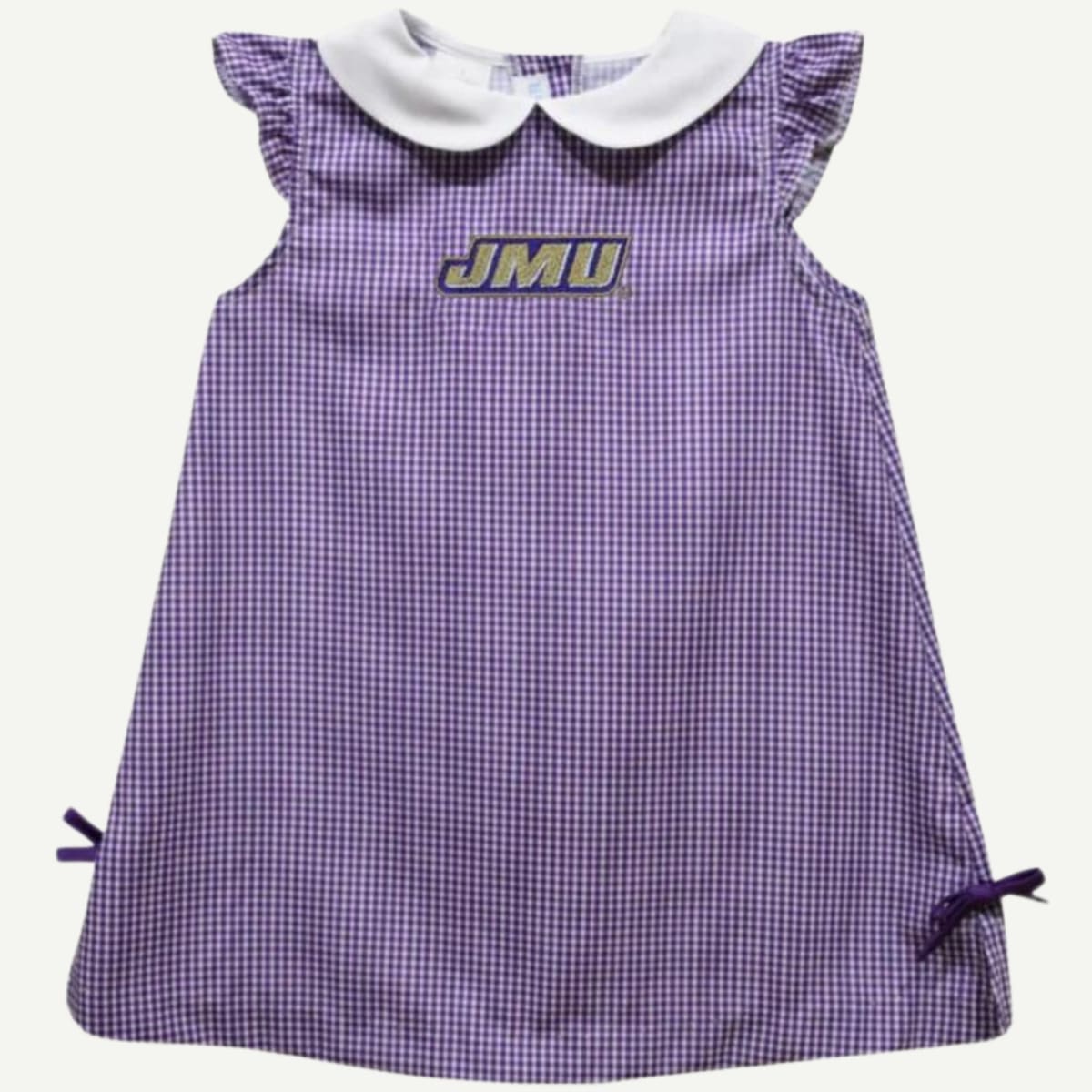 JMU Dukes Embroidered Purple Gingham A Line Dress