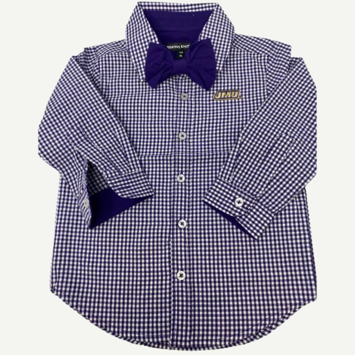 JMU Gingham Dress Shirt with Purple Bow Tie JMU Gingham Dress Shirt with Purple Bow Tie
