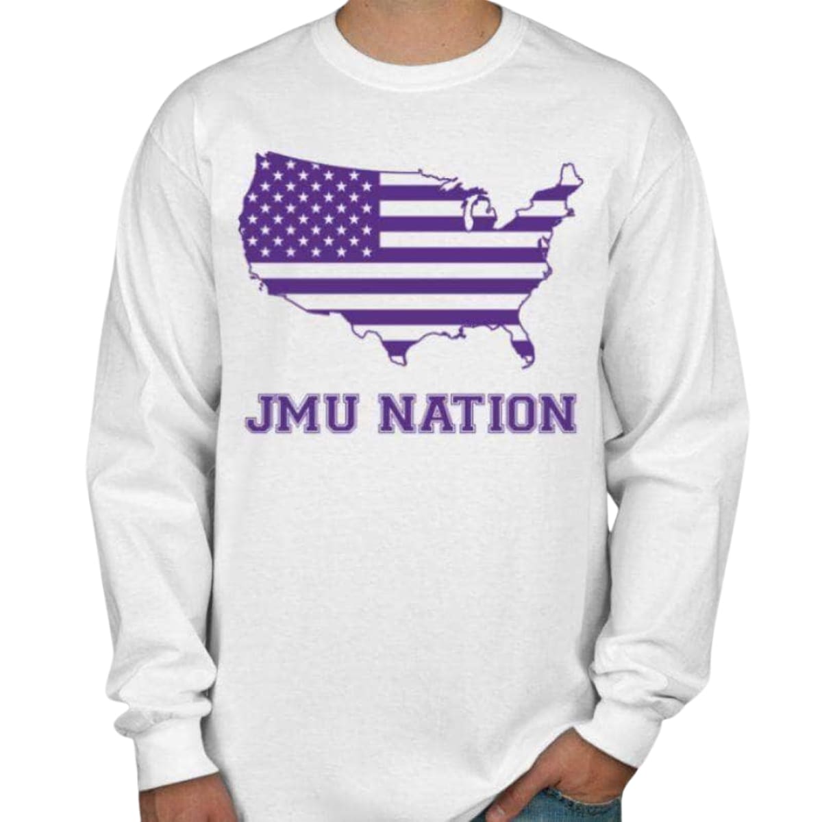 JMU Nation Men’s/Unisex Long Sleeve T-Shirt - S / WHITE