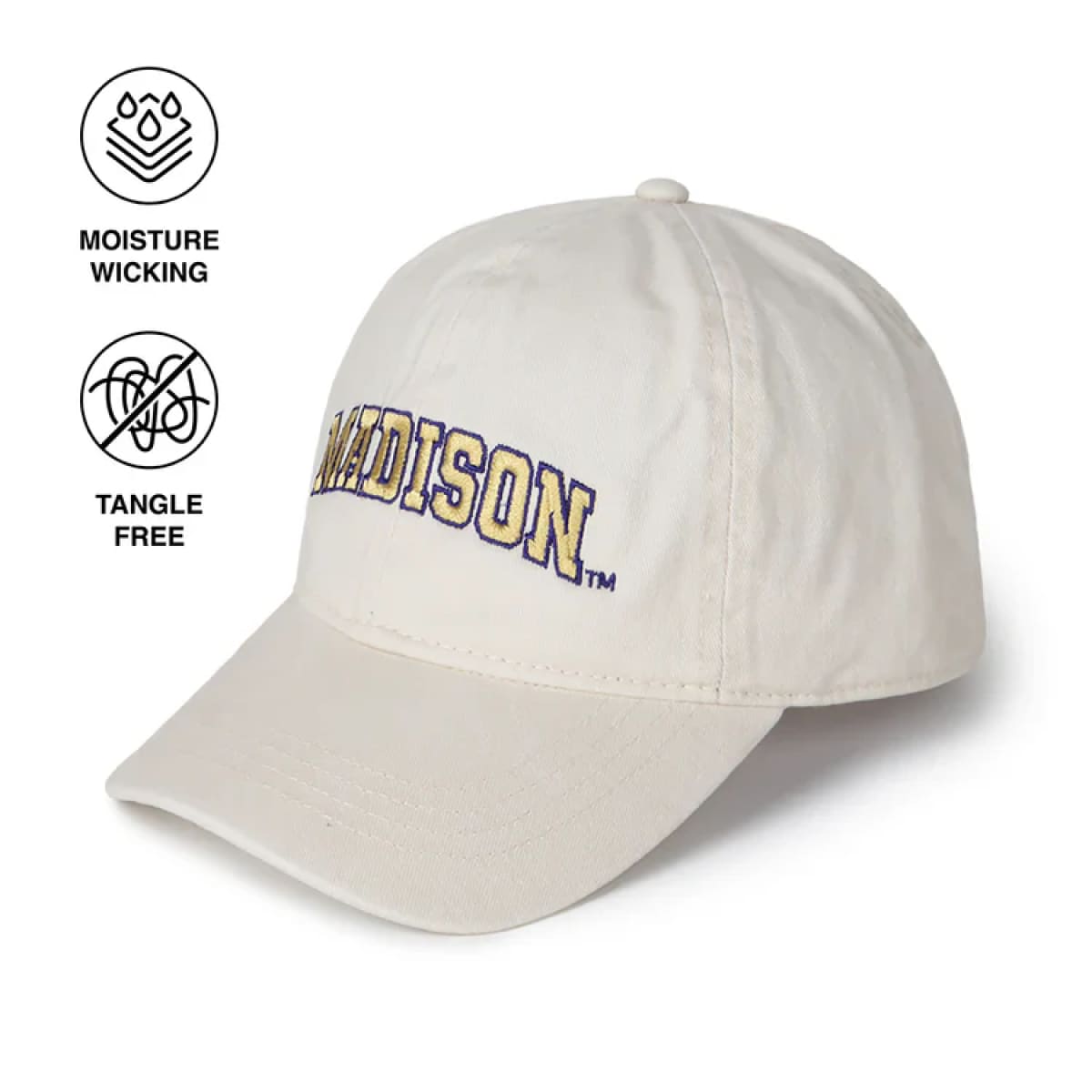 JMU Classic Cap with pigment-washed finish, adjustable Velcro, and relaxed fit.-Side