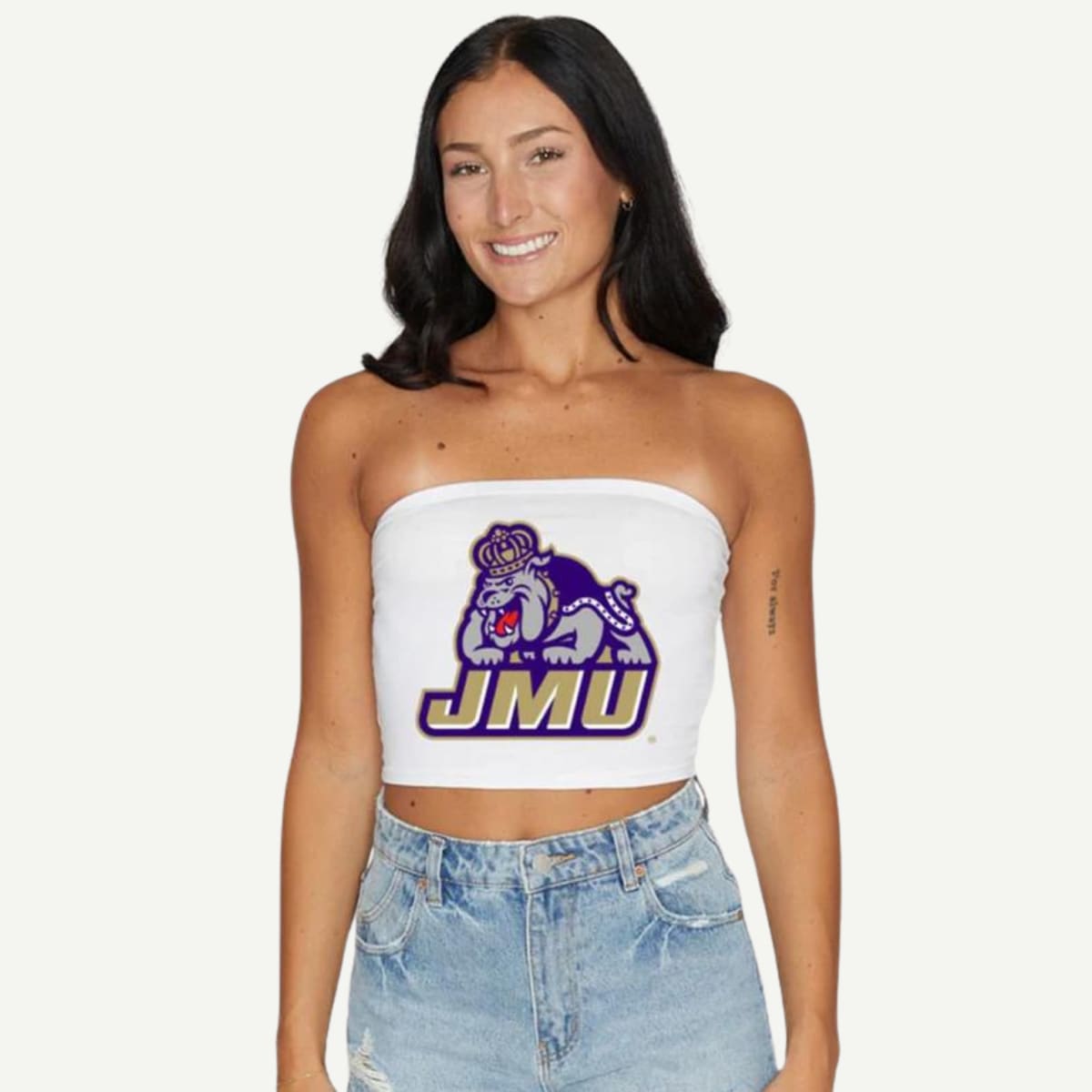 JMU Tube Top, Form-Fitted Top, Cotton Spandex Blend