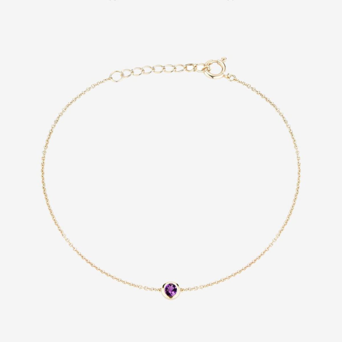 Kyle Cavan Amethyst Bracelet, JMU gemstone jewelry, 14K gold bracelet, AA grade Amethyst, school pride accessory