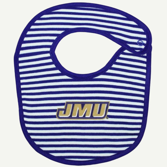 Newborn Embroidered Striped Baby Bib, Official JMU Baby Apparel, Duke Dog Pride Bib, Striped Design, Embroidered Logo, Baby Shower Gift, Matching Baby Blanket