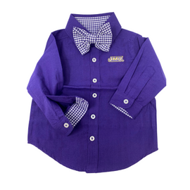 JMU Purple Dress Shirt with Gingham Bow Tie - IN STOCK