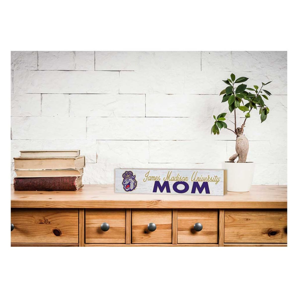 James Madison University 3x13 Block Mom, shelf decor, desk accessory, officially licensed