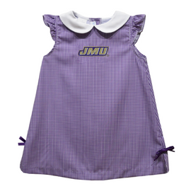 JMU Dukes Embroidered Purple Gingham A-Line Dress - IN STOCK