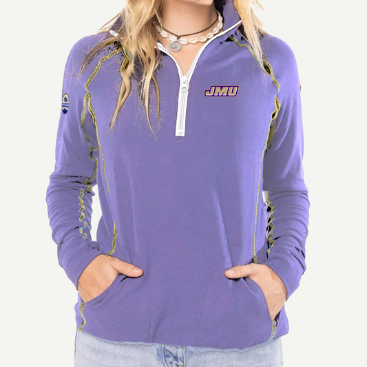 JMU Women's Versa Sport 1/2 Zip, Bamboo Triblend, Sustainable Fabric, Wears Woody