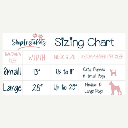 JMU PET BANDANA SIZING CHART SMALL AND LARGE