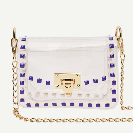 Purple Stud Clear Bag Front