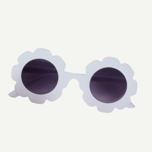 Sunglasses with flower-shaped frames on a white background