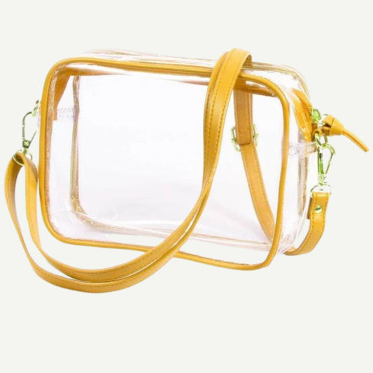 Bridget Clear Purse with Vegan Leather Trim and Straps