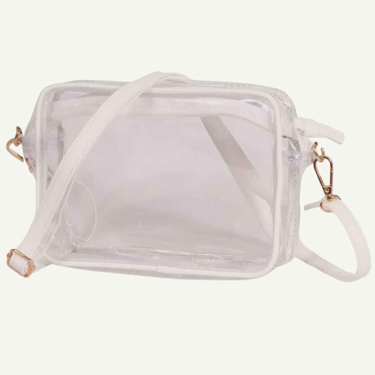 Bridget Clear Purse with Vegan Leather Trim and Straps white