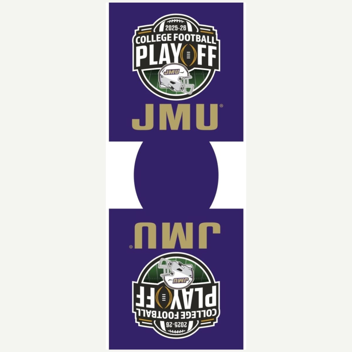 Can cooler with JMU and College Football Playoff logos on a white background