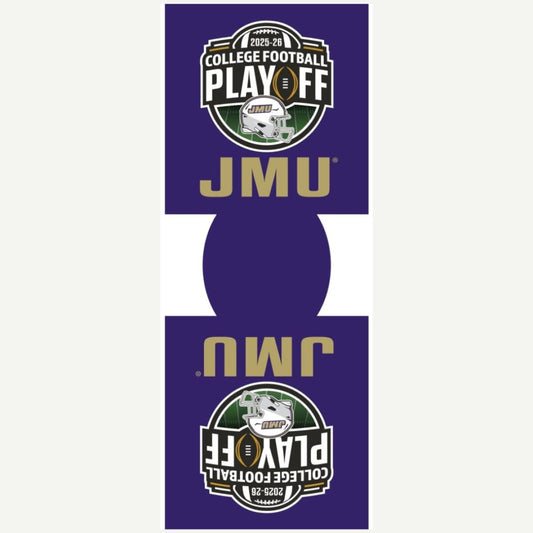 Can cooler with JMU and College Football Playoff logos on a white background