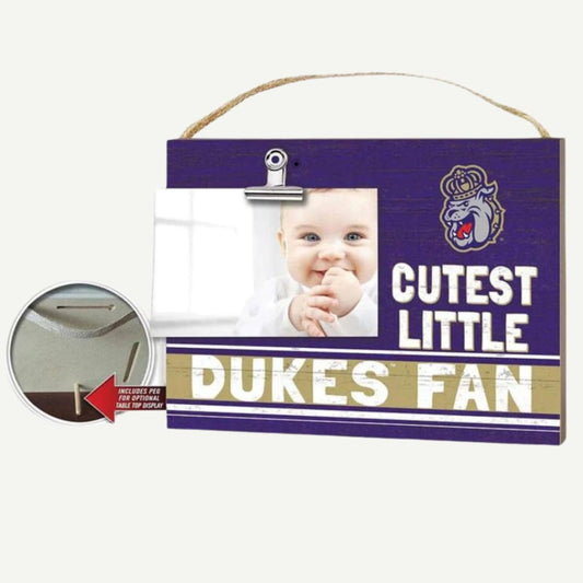 Children's Photo Frame, Team James Madison Dukes, 10x7.5 Inches, Holds 4x6 Photo, Keyhole Hanging, Ribbon Hanging, Peg Stand, Officially Licensed