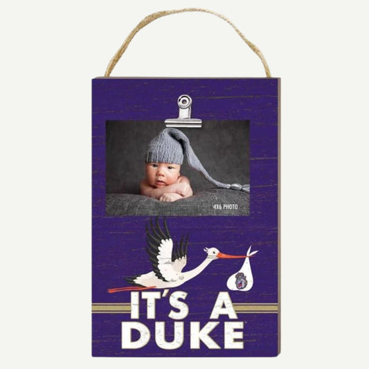 It's A Baby James Madison Dukes Clip Photo, Official JMU Baby Decor, Baby Announcement Clip, Alma Mater Pride, Picture Clip, 8x12 Inches, 4x6 Photo Holder, Hanging Ribbon