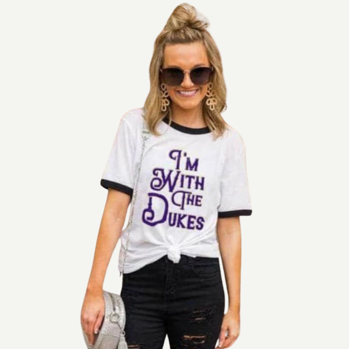 JMU Women's Apparel, Gameday Couture Tee, 'I'M WITH THE DUKES' Tee, Purple Nation Apparel