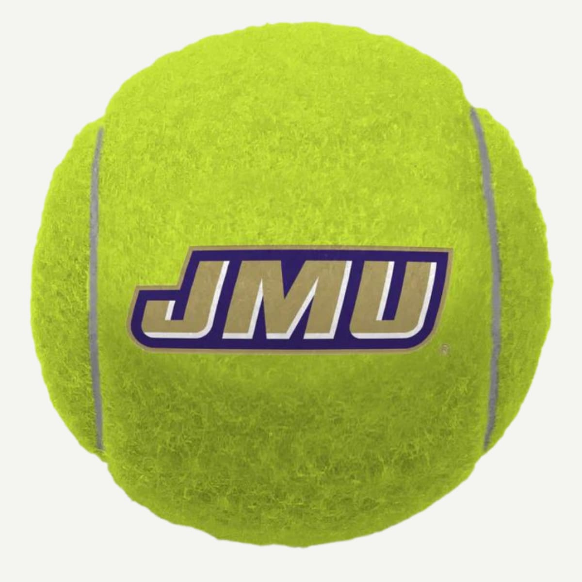 James Madison Dukes Dog Tennis Ball with JMU logo, perfect for fetch and playtime.