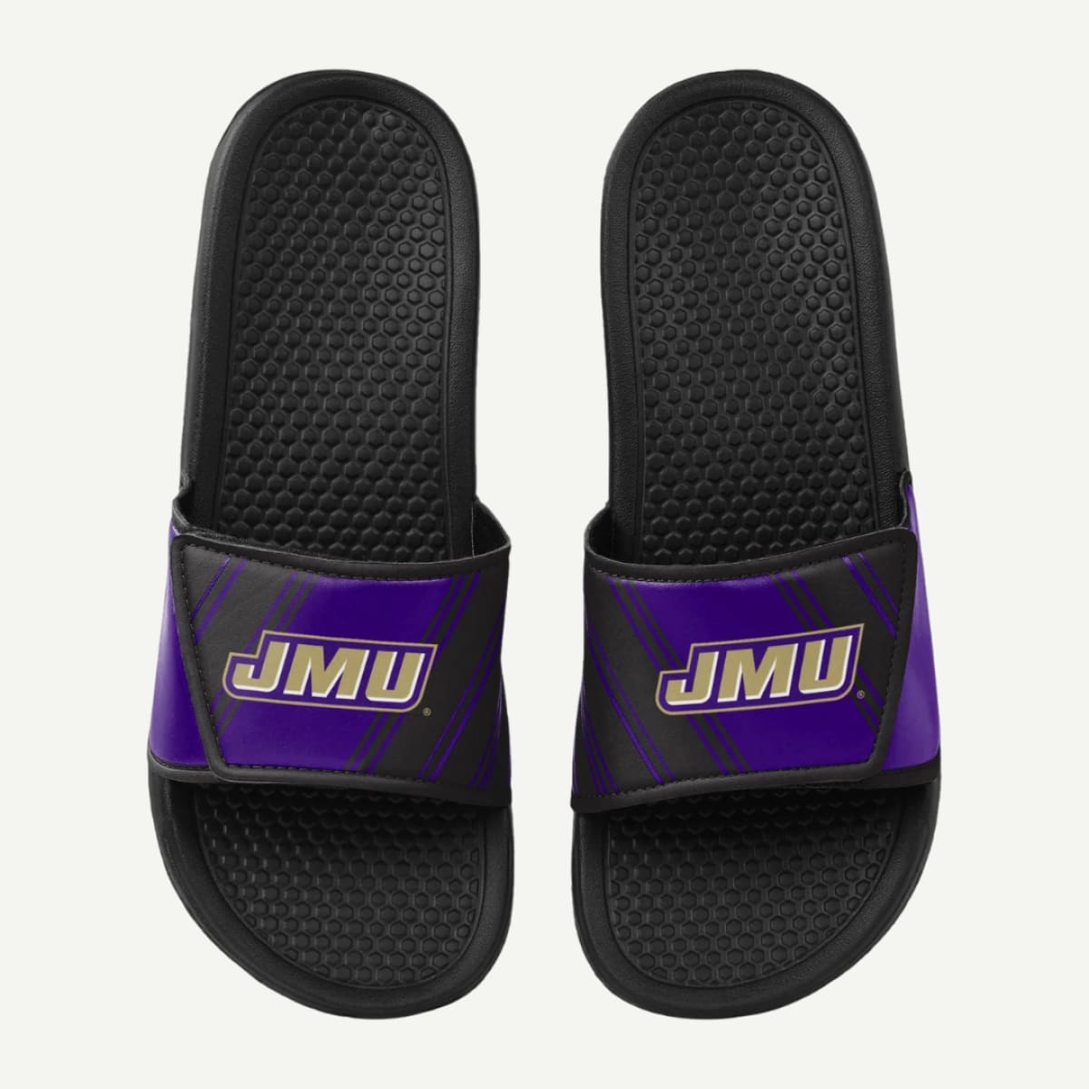 JMU merchandise – James Madison Dukes Legacy Sport Slide with adjustable strap, printed graphics, and EVA sole