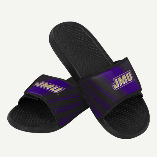 JMU merchandise – James Madison Dukes Legacy Sport Slide with adjustable strap, printed graphics, and EVA sole
