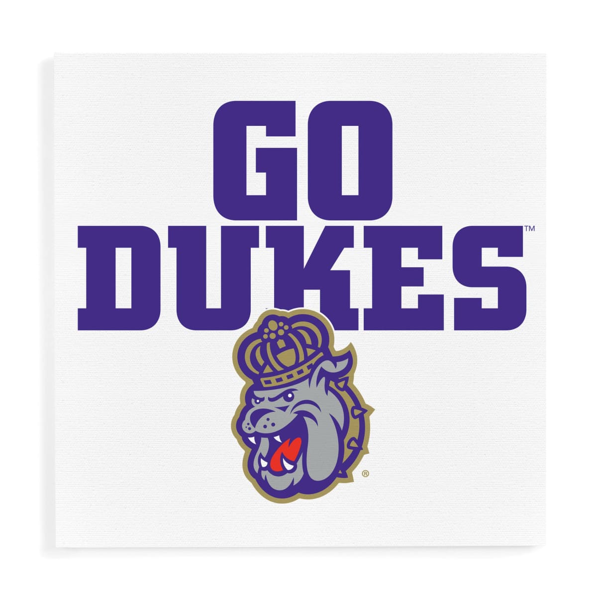 James Madison Dukes Logo and Chant Canvas Sign