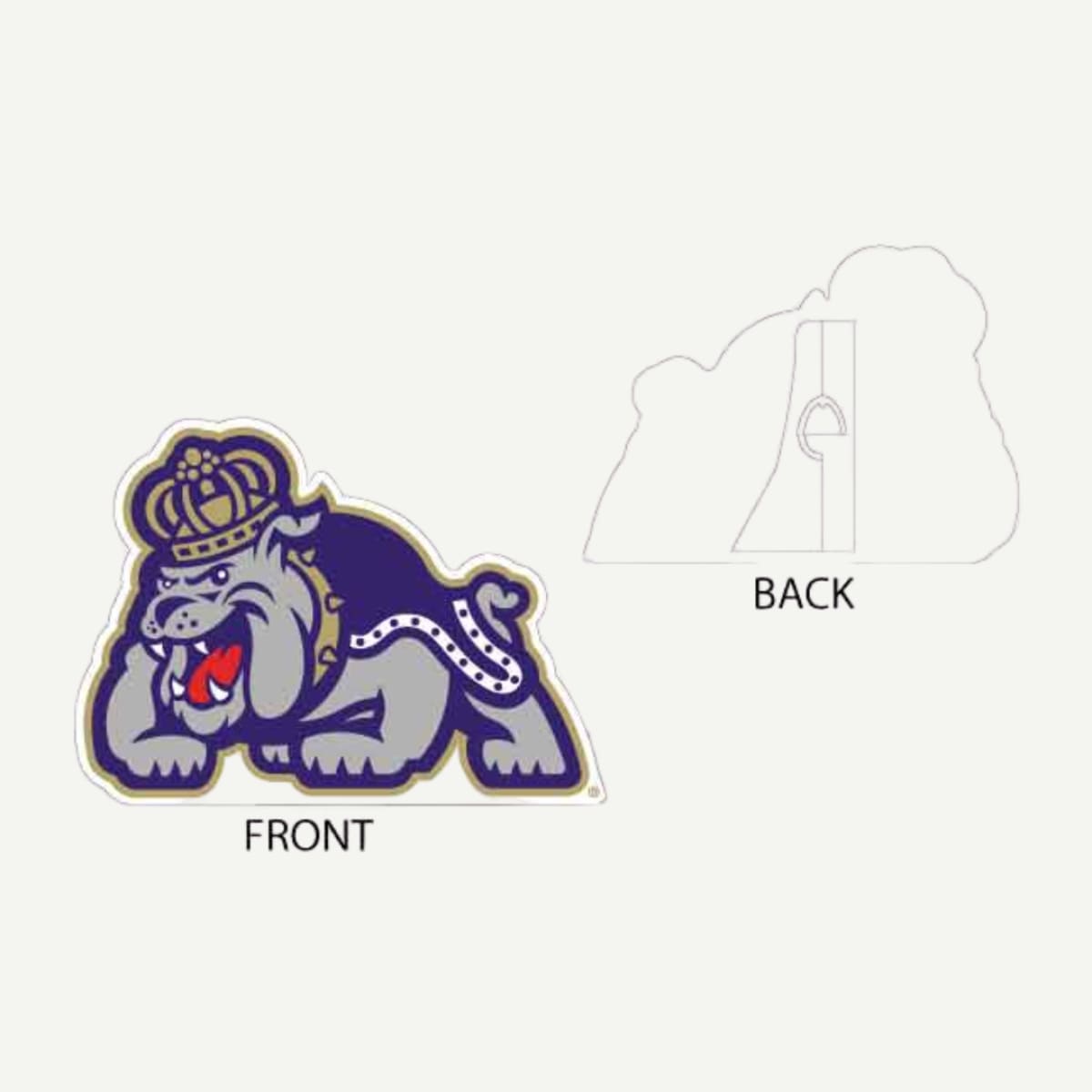 JMU 12 inch Printed Full Body Mascot cut out logo stand up-DUKE DOG-FRONT AND BACK
