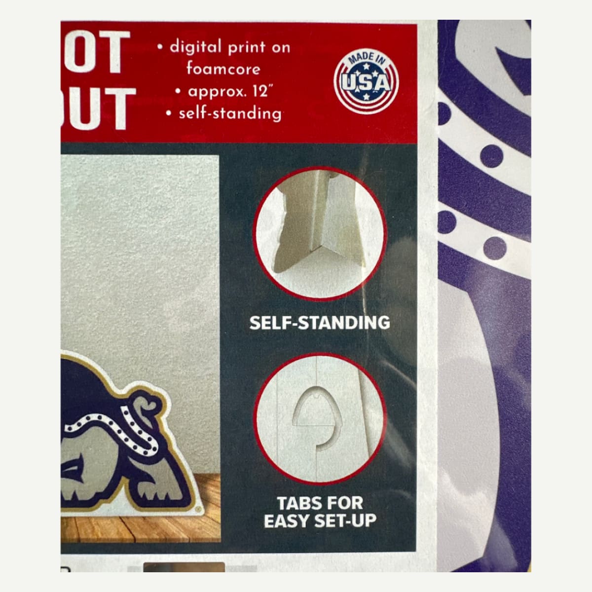 JMU 12 inch Printed Full Body Mascot cut out logo stand up-DUKE DOG-DETAILS