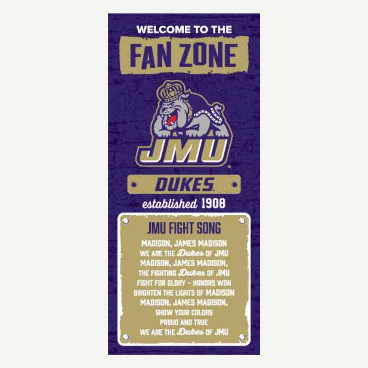 JMU 16 x 36 inch dye Sub Fan Zone Banner