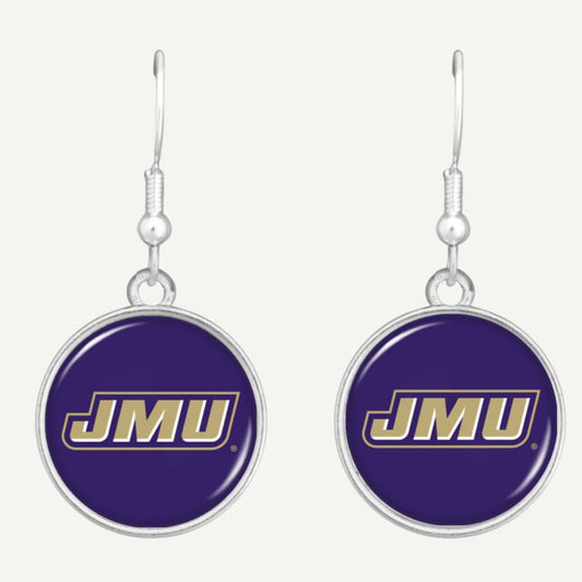 JMU Dukes Leah Earrings, James Madison University jewelry, silver earrings, college fan accessories, elegant design
