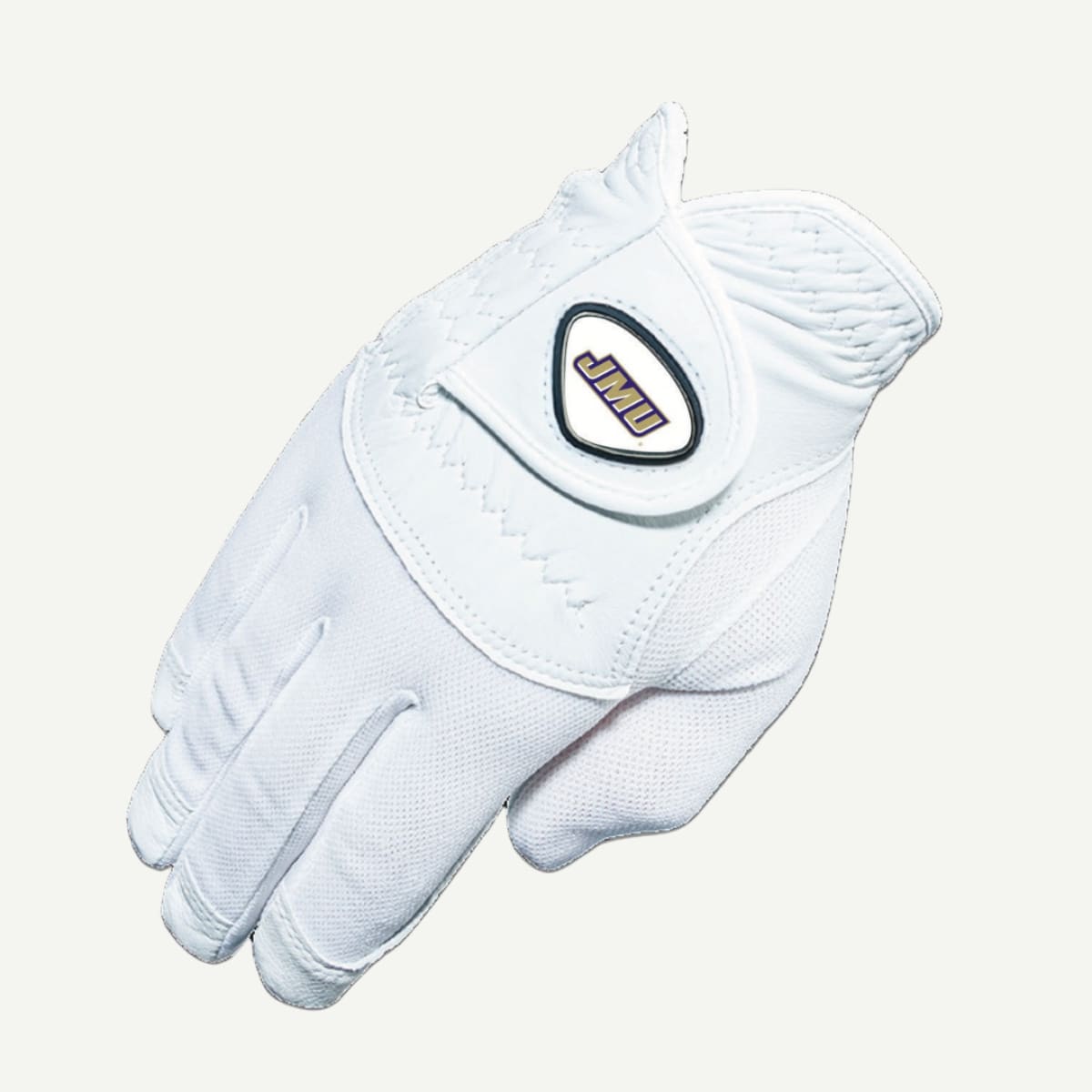 JMU Golf Glove – Acufit 3.2 universal fit golf glove with premium cabretta leather, Lycra mesh, and a removable magnetic ball marker for enhanced performance and comfort.