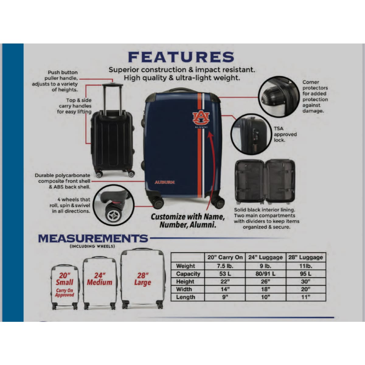 JMU Hardside Carry On Luggage - Luggage