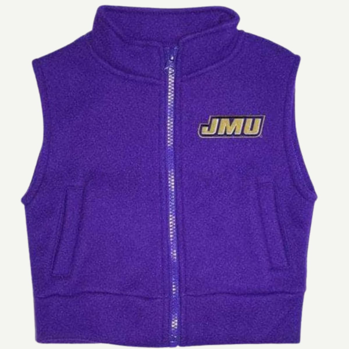 JMU Infant/Toddler/Youth Embroidered Polar Fleece Vest, Official JMU Kids Apparel, Cozy Polar Fleece Vest, 100% Polyester, Full Zip Front, Two Front Hand Pockets, Tab Collar, Embroidered JMU Logo