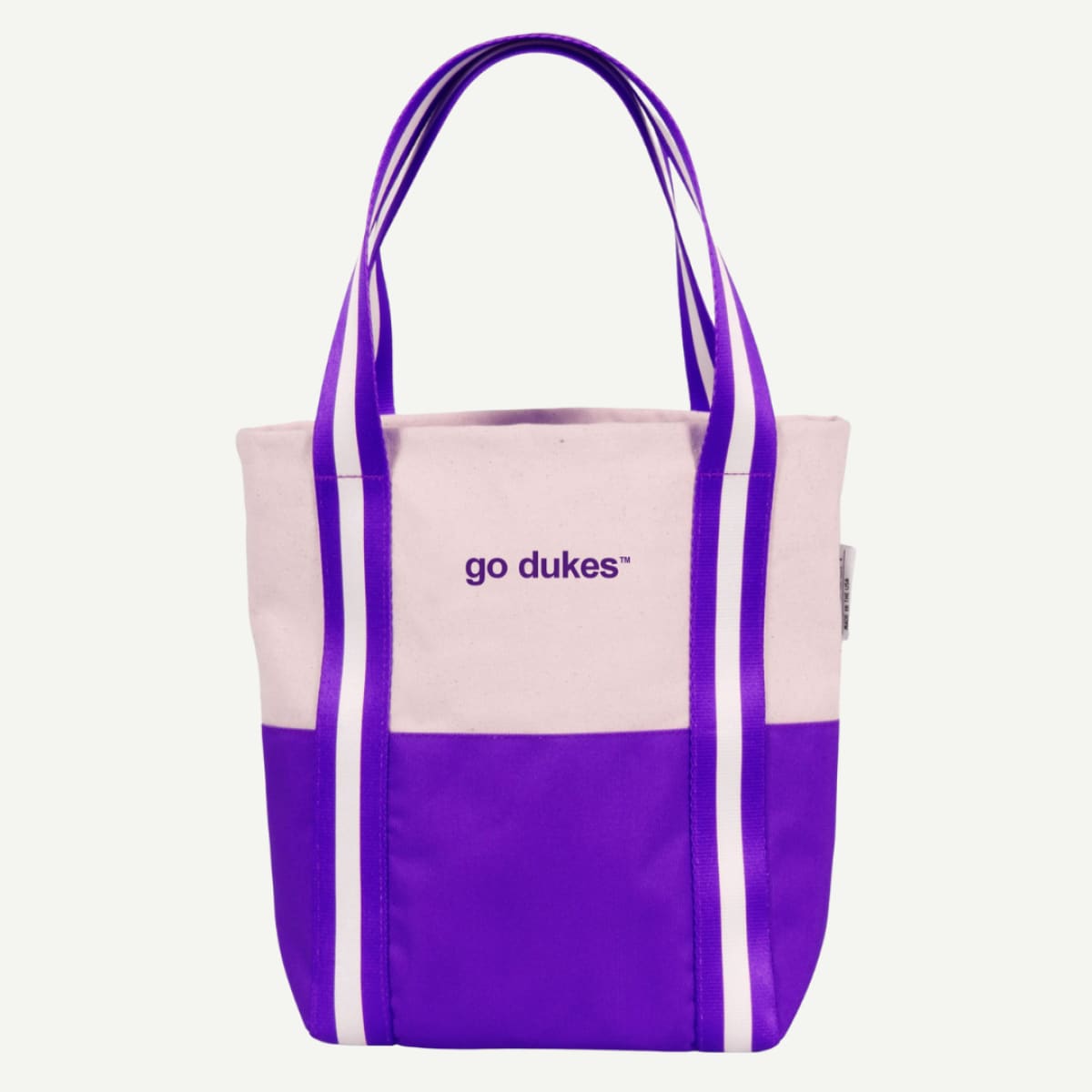 JMU Mini Tote – a durable, heavy cotton canvas bag with an open top and interior pocket, perfect for everyday use.