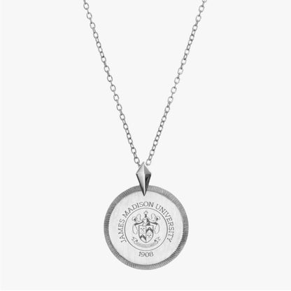 Close-up of JMU Petite Florentine Necklace, chic pendant design, Italian engraved lines, Kyle Cavan Jewelry