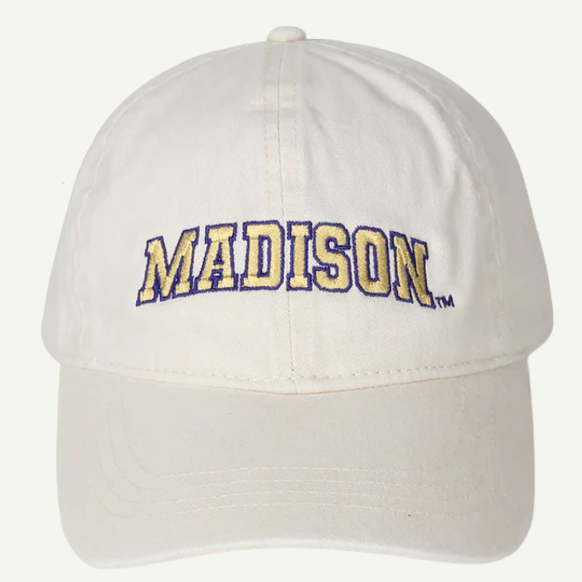 JMU Classic Cap with pigment-washed finish, adjustable Velcro, and relaxed fit.