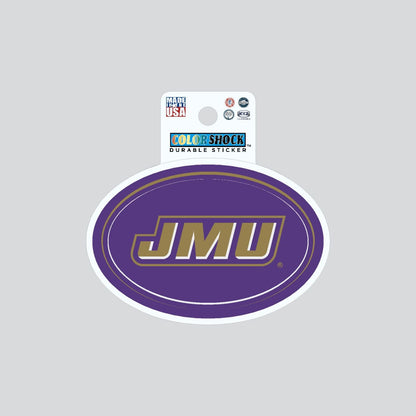 Stylish oval sticker in JMU purple.