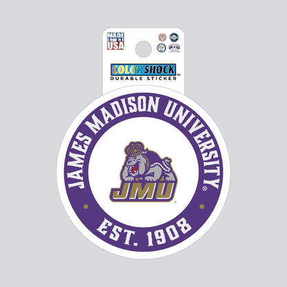 Round sticker featuring the iconic JMU logo.