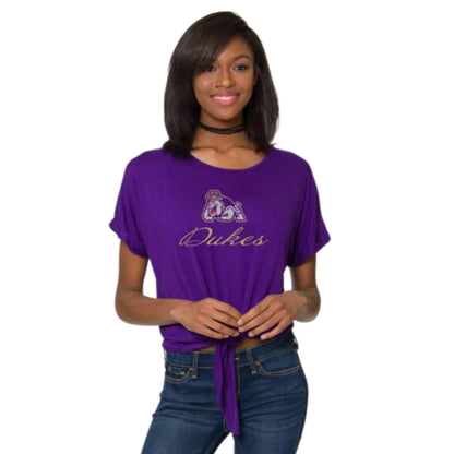 JMU Tia Tie-Front Tee - Purple - IN STOCK