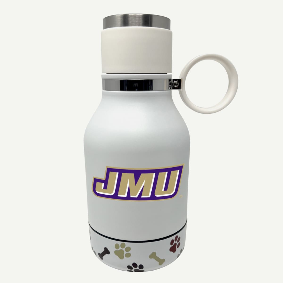 JMU Travel Bottle & Dog Bowl – Portable, leak-proof water bottle with a built-in bowl for pets on the go.