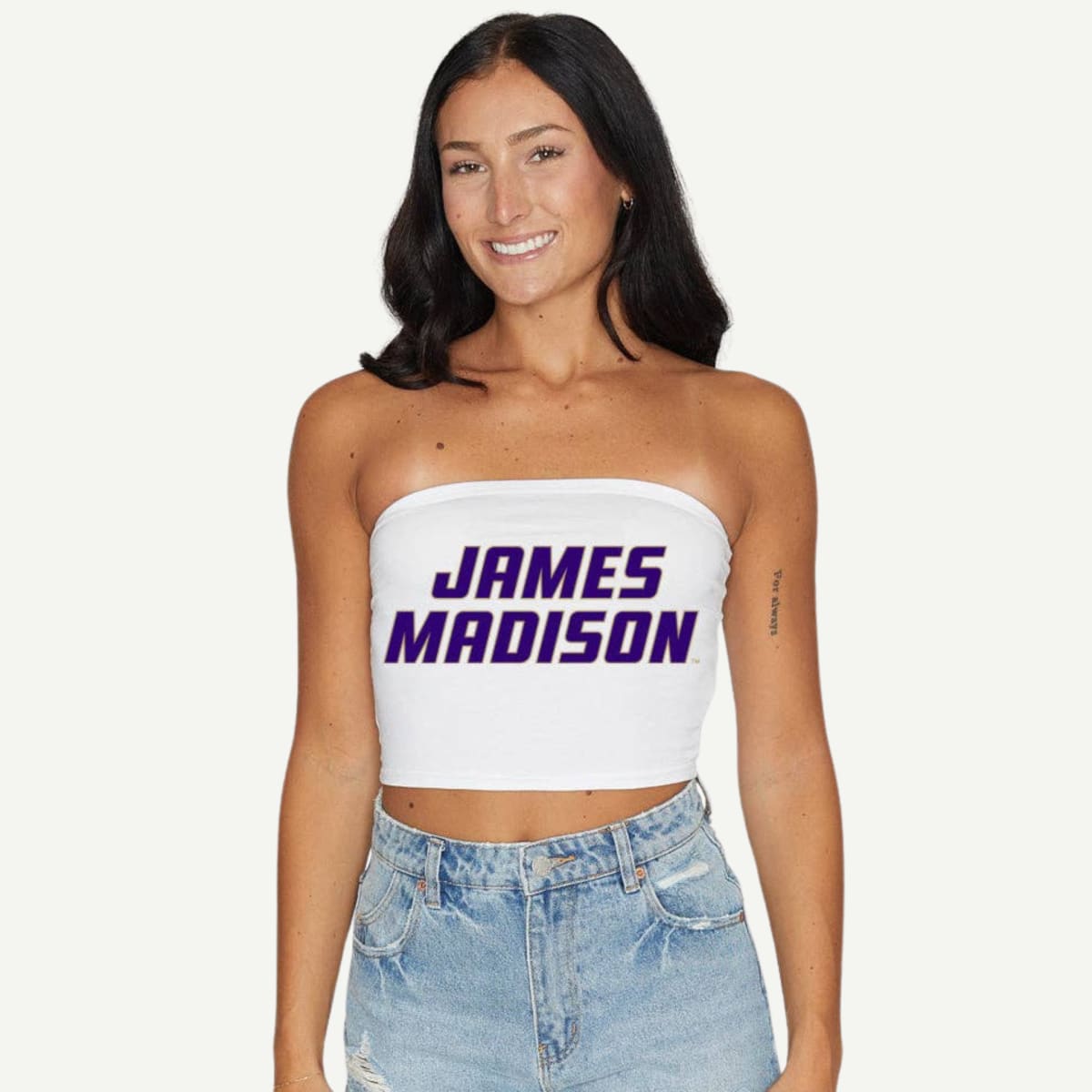 JMU White Tube Top, Game Day Apparel, Flattering Fit