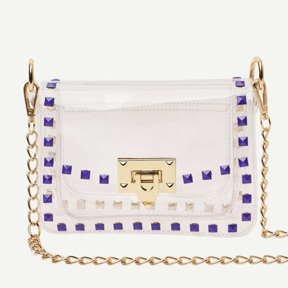 Purple Stud Clear Bag Front