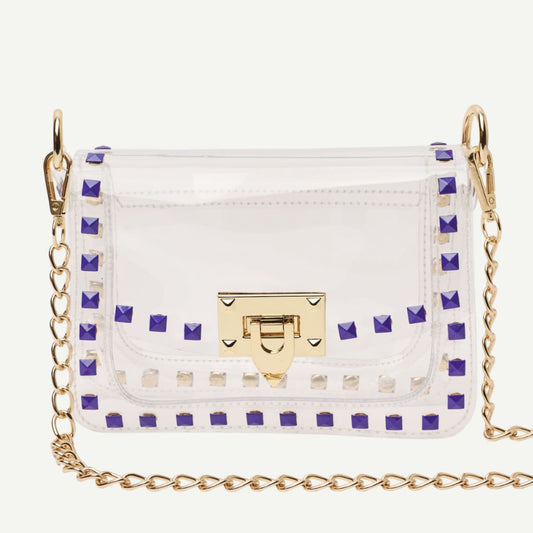 Purple Stud Clear Bag Front